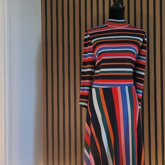 ELOQUII Three-Quarter Sleeve Multicolor Fit & Flare Dress - Picture 2 of 5